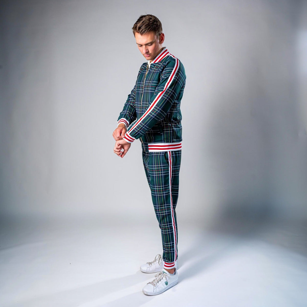Karierter Trainingsanzug Herren | Jacke mit Reißverschluss | Jogginghose
