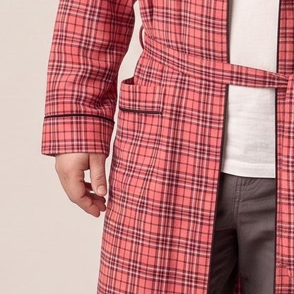Flanell Morgenmantel Herren | Bindegürtel | 3 Farben