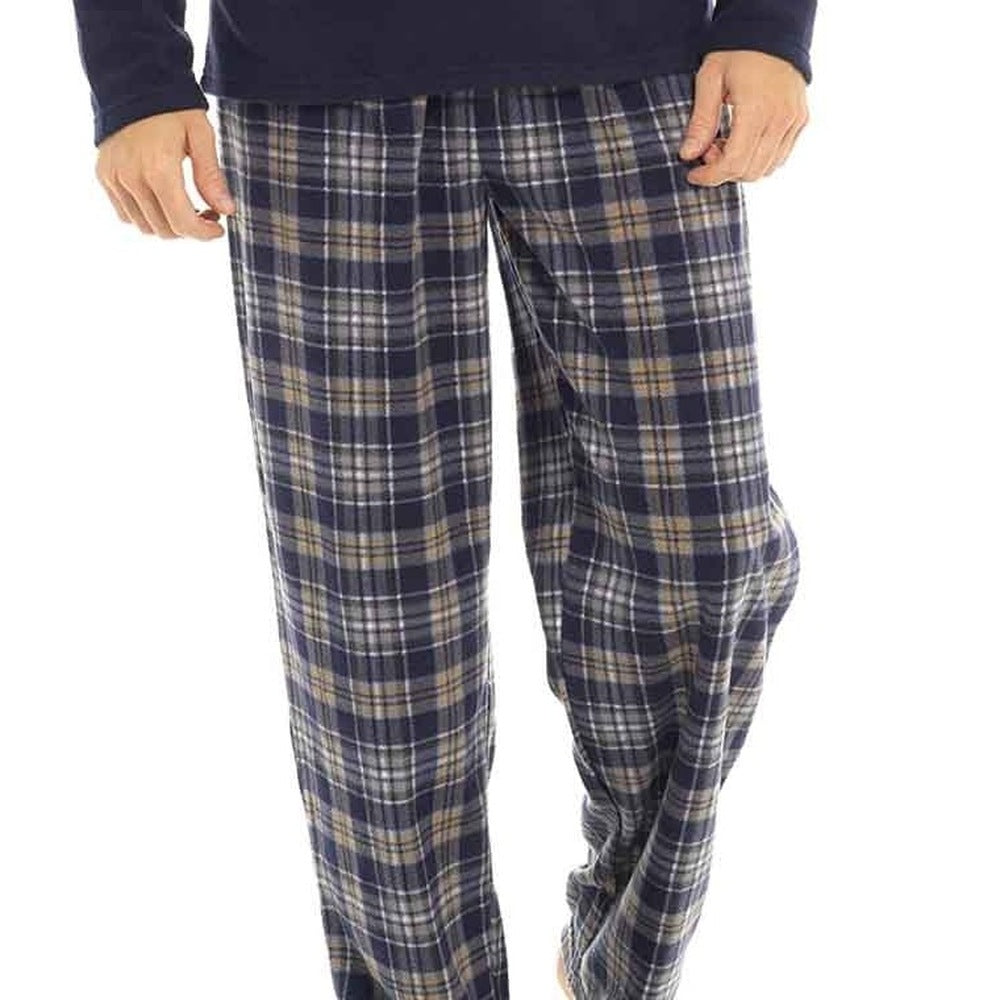 Fleece Schlafanzug Herren mit Kapuze | Karierte Hose | 2 Farben