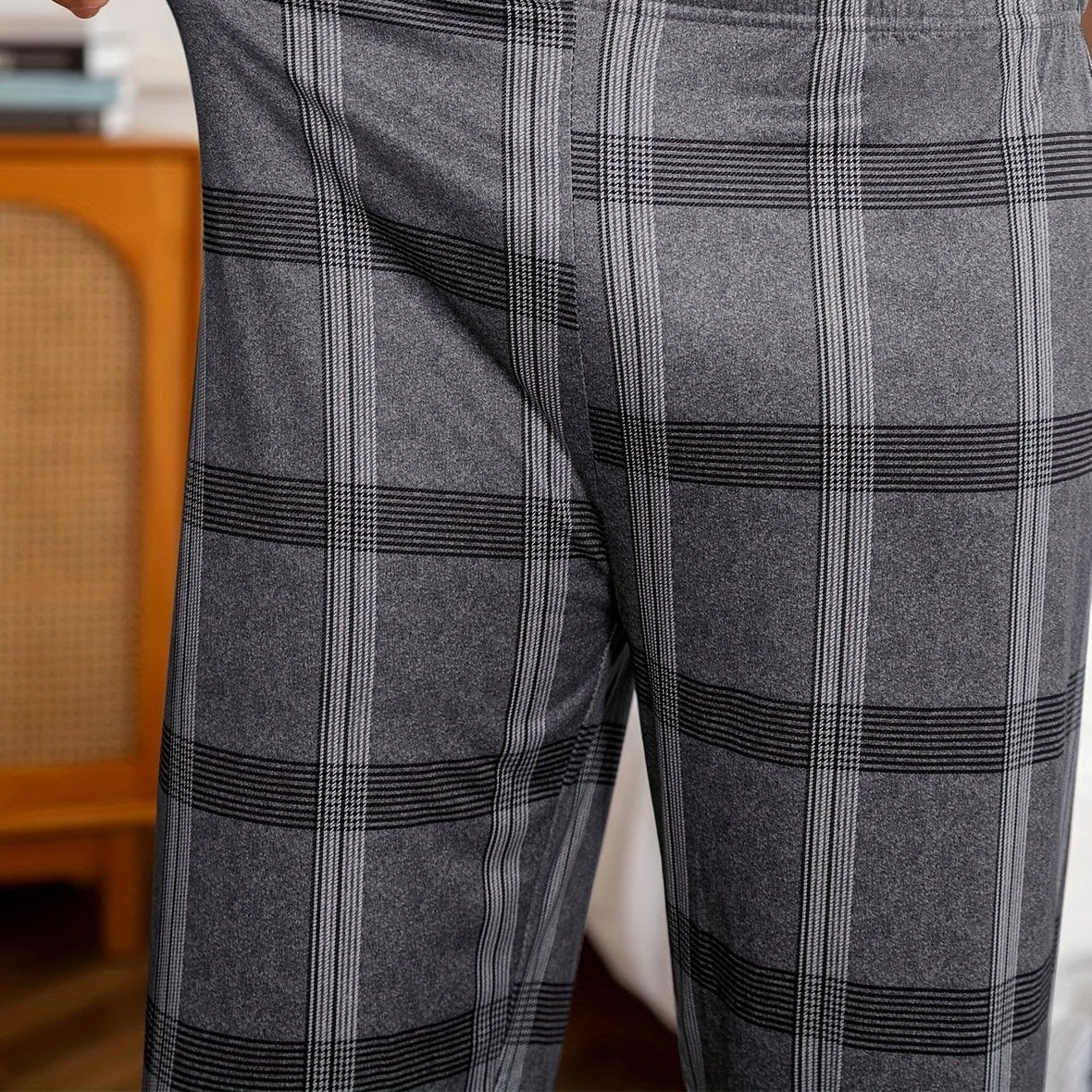 Relaxed Pyjama Herren | Karomuster | Grau