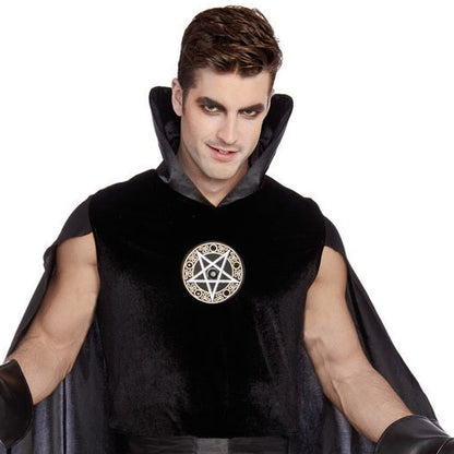 Gothic Kostüm Herren | Pentagramm Tunika | Stehkragen Umhang | Gürtel