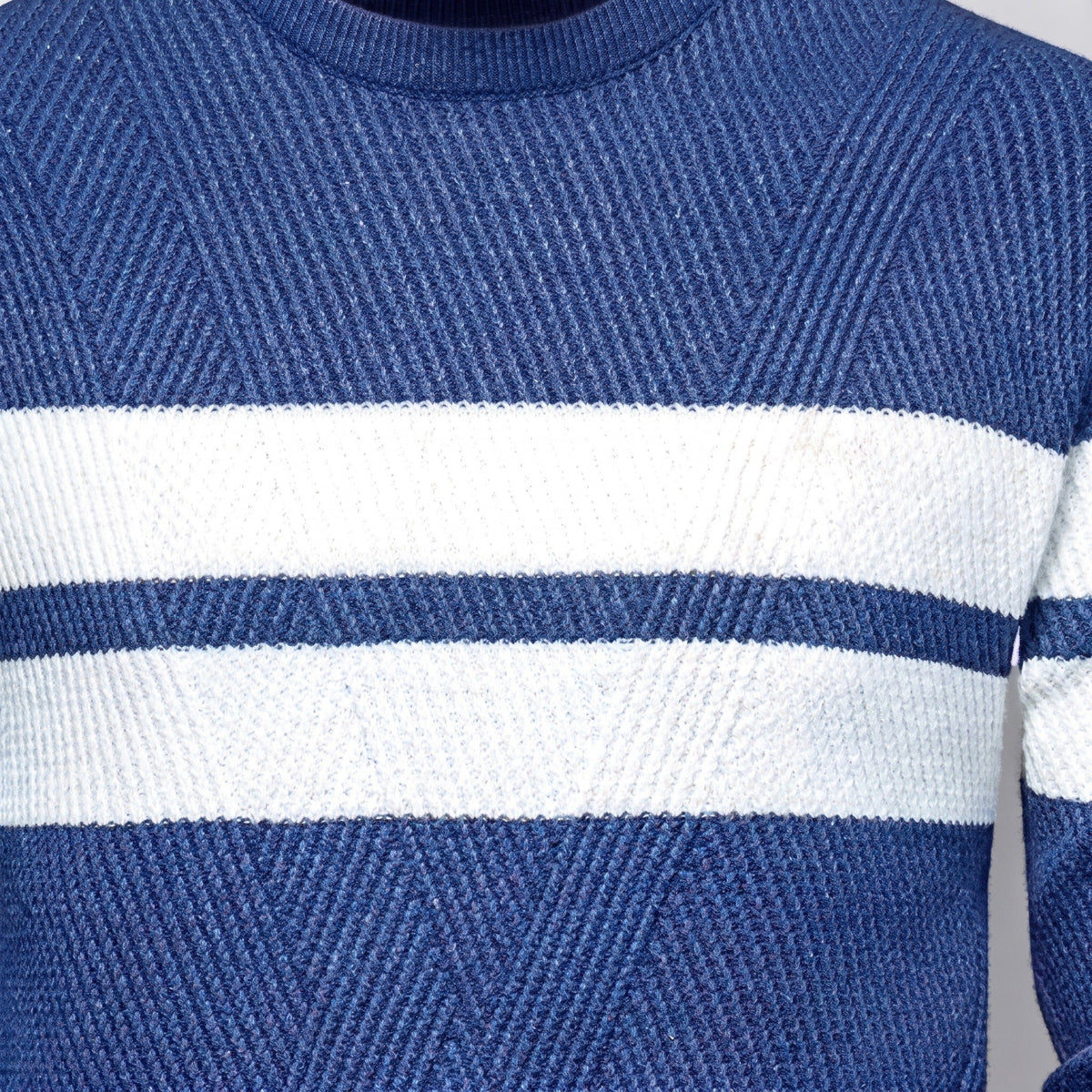 Gestreifter Strickpullover Herren | Baumwollstrick | Rundhals | Blockstreifen