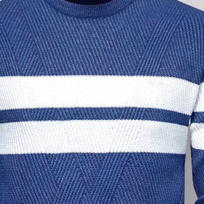 Gestreifter Strickpullover Herren | Baumwollstrick | Rundhals | Blockstreifen