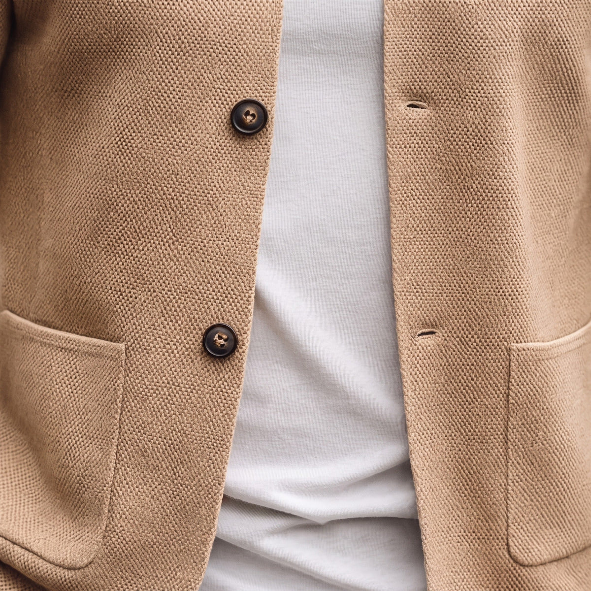 Strickjacke mit Stehkragen Herren | Knopfleiste | Strukturstrick | Taschen