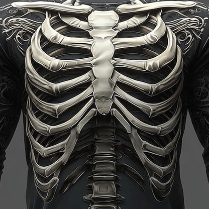 Skelett Langarmshirt | Flammen | Allover Print | 3 Motive-Chaps Herrenmode