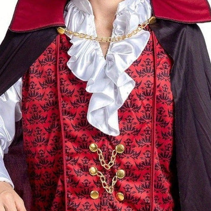 Vampir Kostüm Erwachsene | Langer Umhang | Rüschenhemd | Weste-Chaps Herrenmode