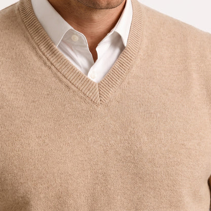 V-Ausschnitt Pullover Herren | Feinstrick | Klassisch | Rippbündchen