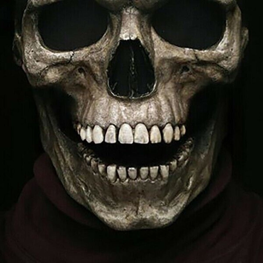 Totenkopf Maske mit Beweglichem Kiefer | Latex | Vollkopf | Grau oder Weiß-Chaps Herrenmode