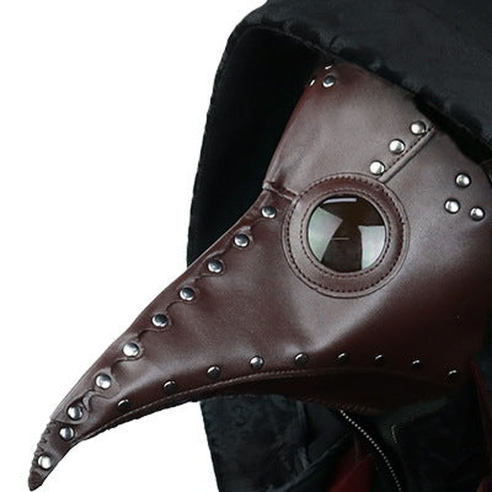 Pestarzt Maske | Kunstleder | Nieten | Langer Schnabel | Riemen-Chaps Herrenmode
