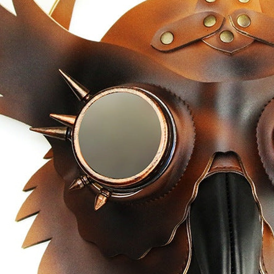 Eulen Pestarzt Maske | Steampunk | Kunstleder | Brillenaugen | Braun
