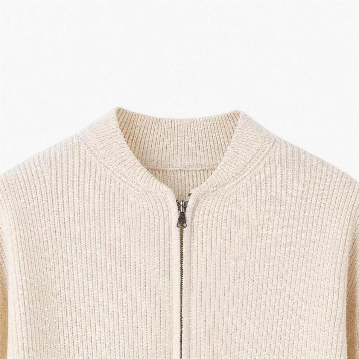 Rippstrick Strickjacke Herren | Zwei-Wege-Reißverschluss | Stehkragen