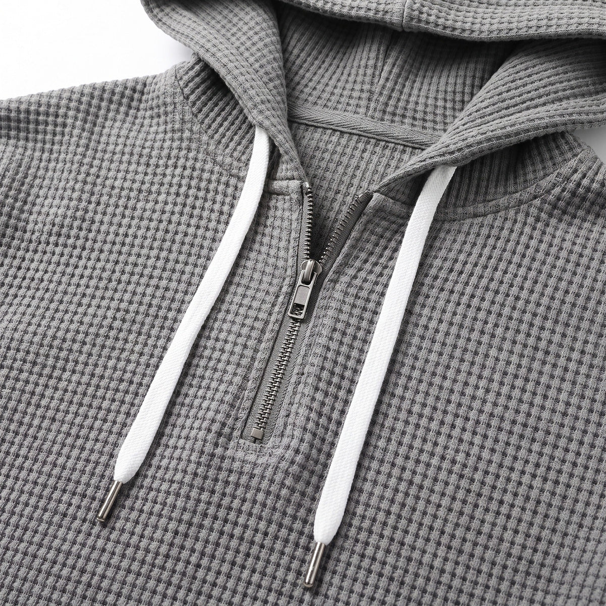 Waffel Hoodie Herren | Viertelreißverschluss | Kängurutasche