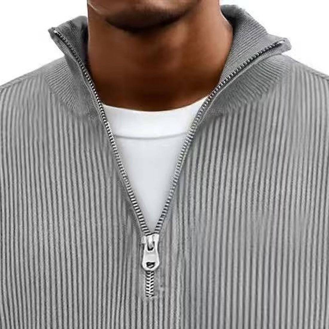Half Zip Pullover Herren | Rippstrick | Lockere Passform | 10 Farben-Chaps Herrenmode