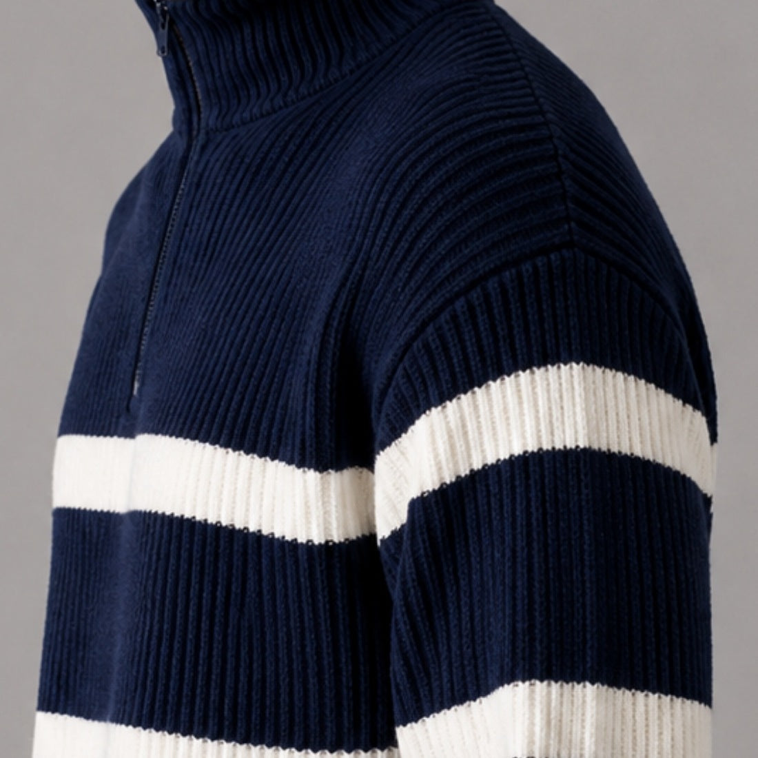 Gestreifter Troyer Herren | Rippstrick | Oversized | Stehkragen