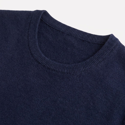 Klassischer Pullover Herren | Rundhals oder V-Ausschnitt | Feinstrick | Dunkelblau