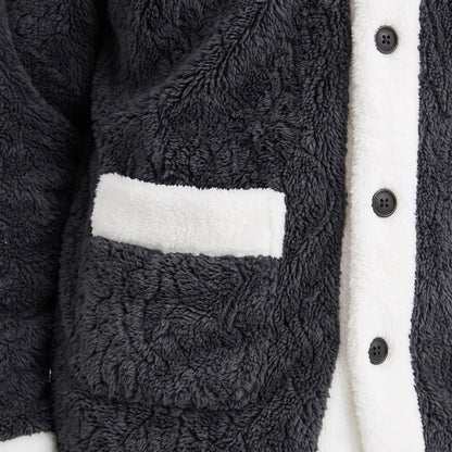 Schlafanzug Herren | Lang | Korallenfleece | Zweiteilig | Knopfjacke