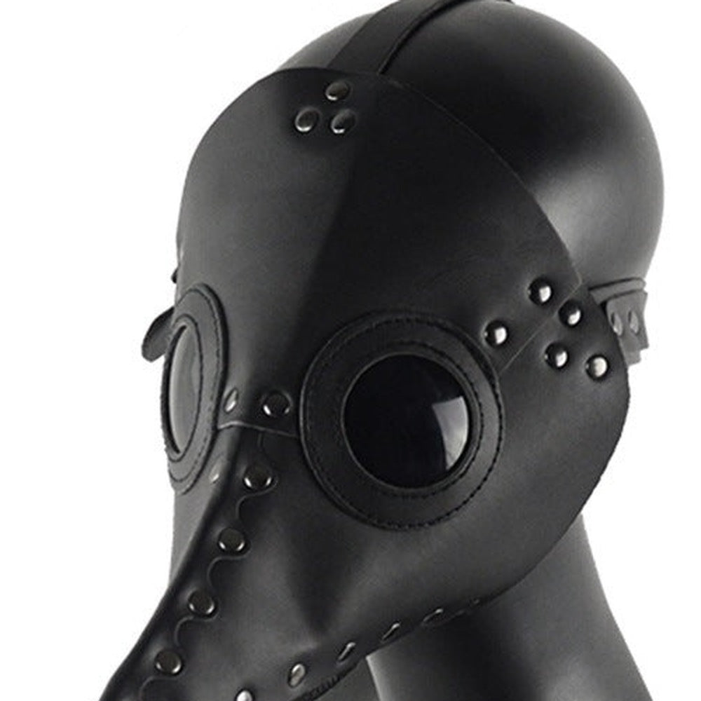 Pestarzt Maske | Kunstleder | Nieten | Langer Schnabel | Riemen-Chaps Herrenmode