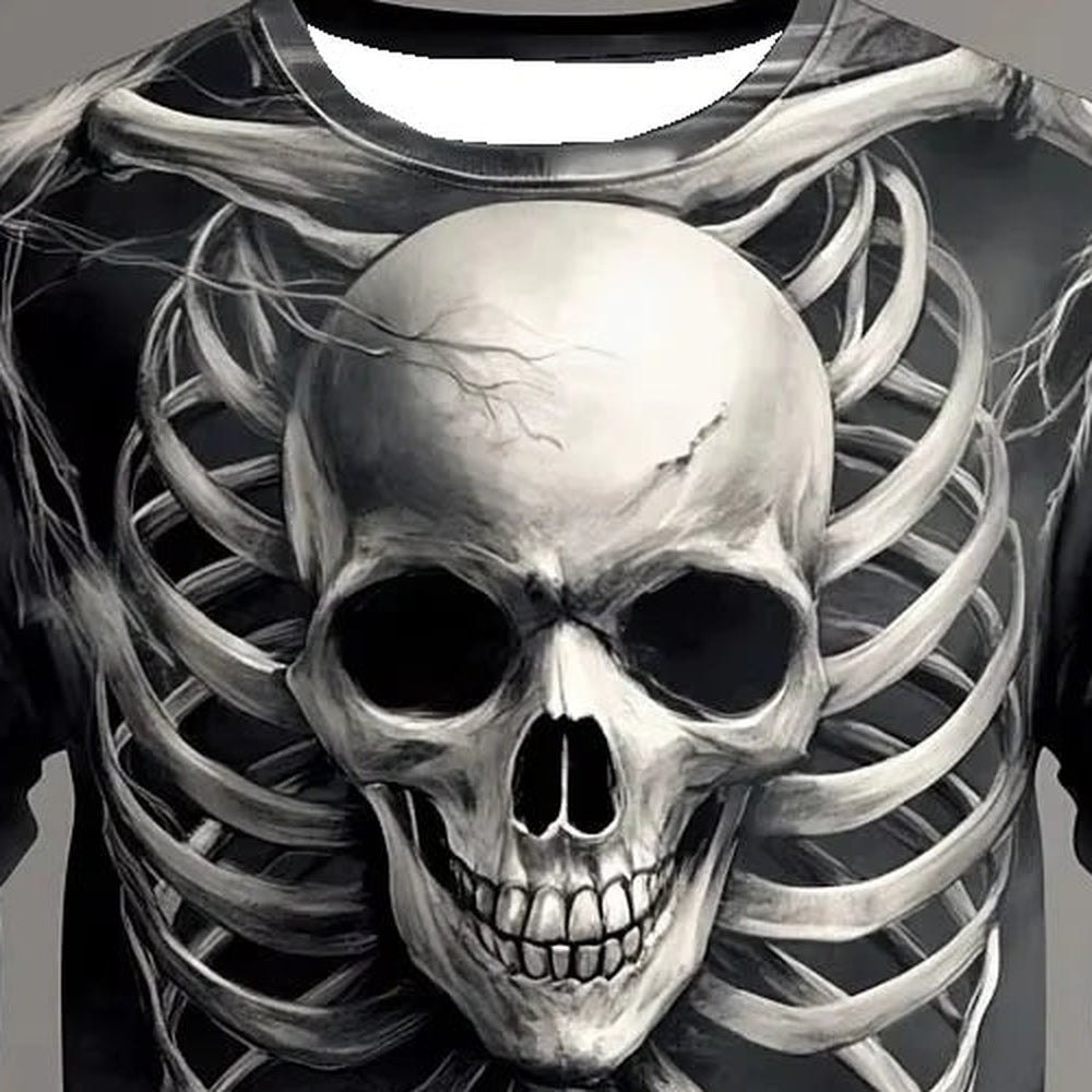 Totenkopf Langarmshirt | Skelett | Allover Print | 4 Farben-Chaps Herrenmode