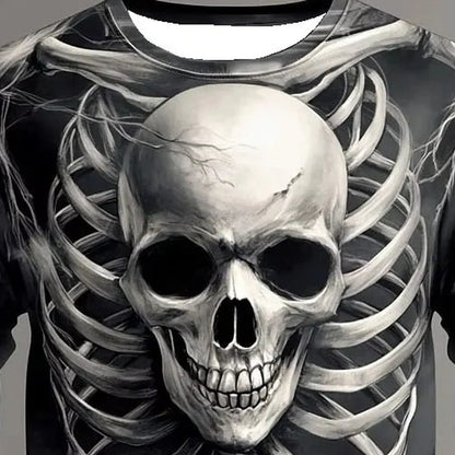 Totenkopf Langarmshirt | Skelett | Allover Print | 4 Farben-Chaps Herrenmode