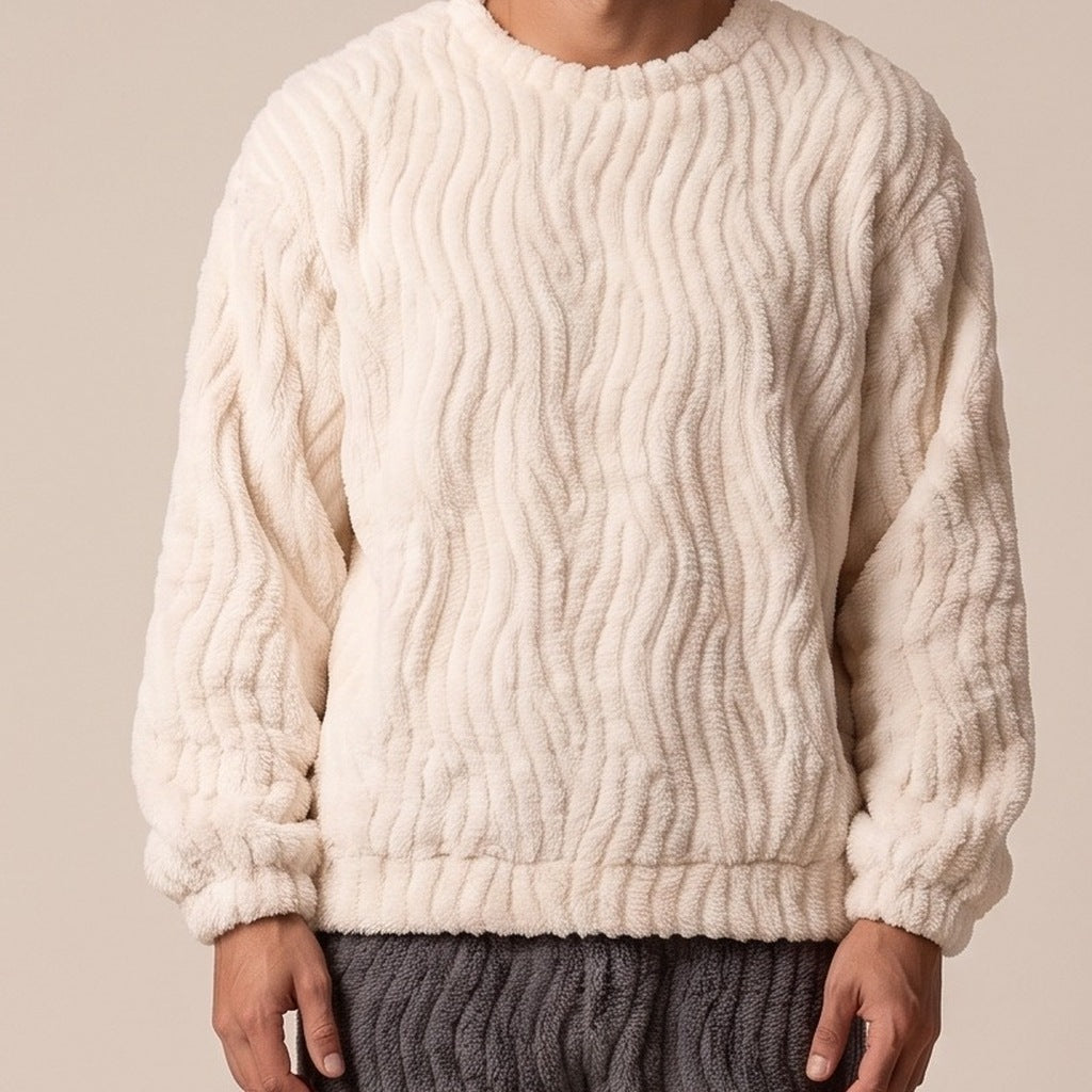 Fleece Pyjama Herren | Rundhals Oberteil | Bündchenhose | 2 Farben
