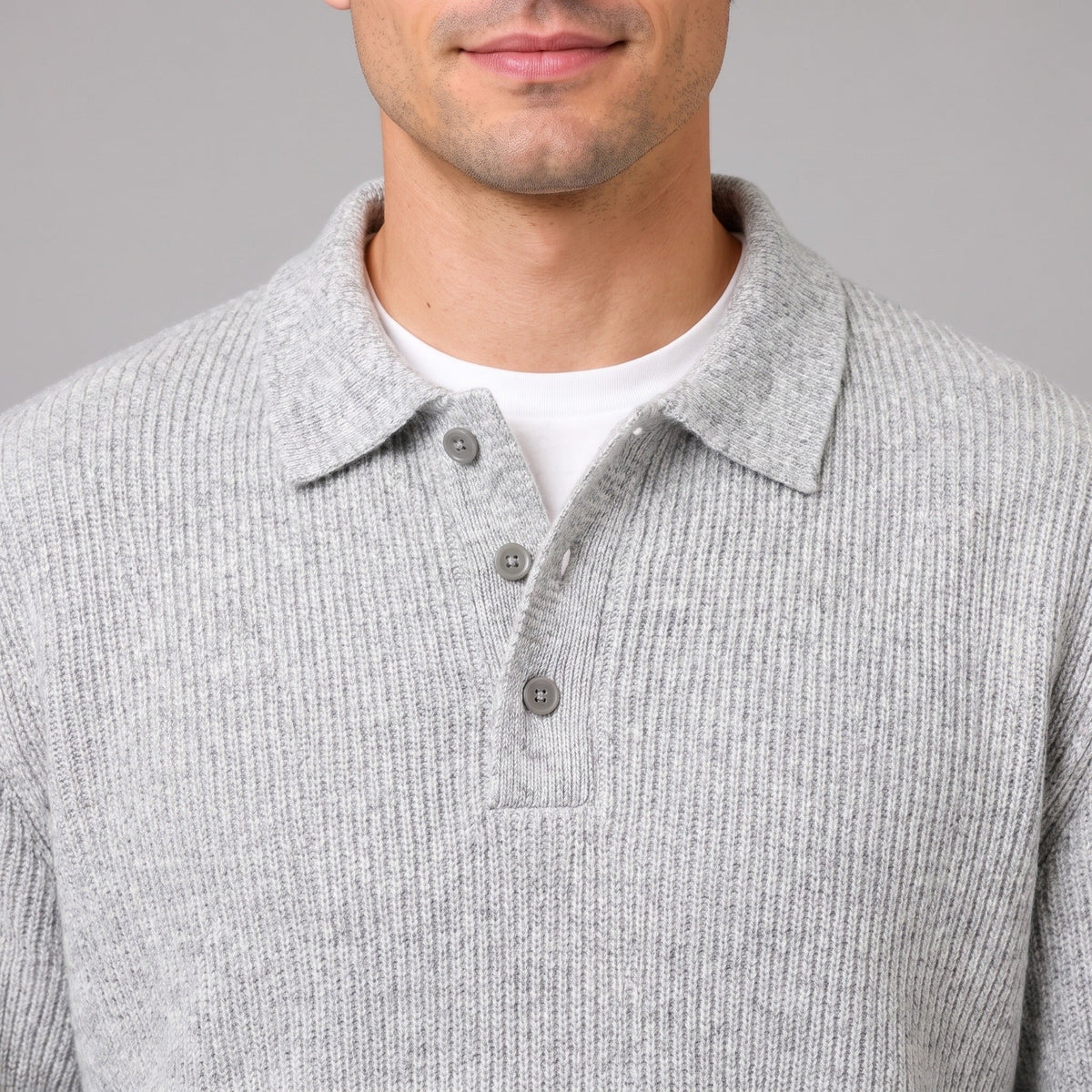 Polo Pullover Herren | Strick | Knopfleiste | Leicht