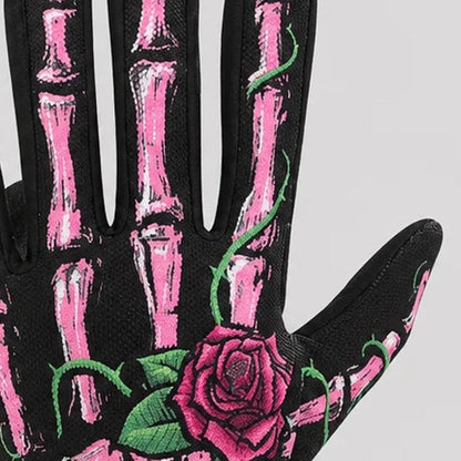 Skelett Handschuhe | Touchscreen | Knochenmuster | Weiß oder Rosa mit Rose-Chaps Herrenmode