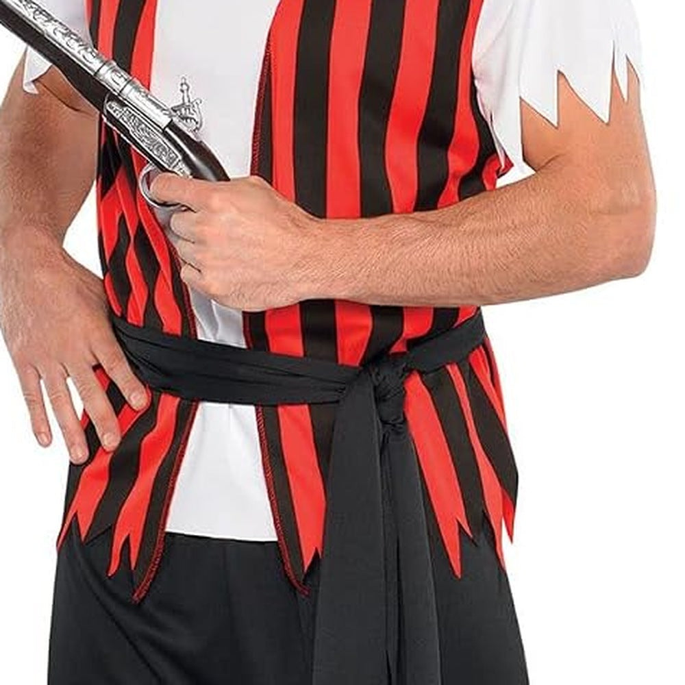 Piraten Kostüm Gestreift | Hemd mit Weste | Kopftuch | Schärpe | Hose-Chaps Herrenmode