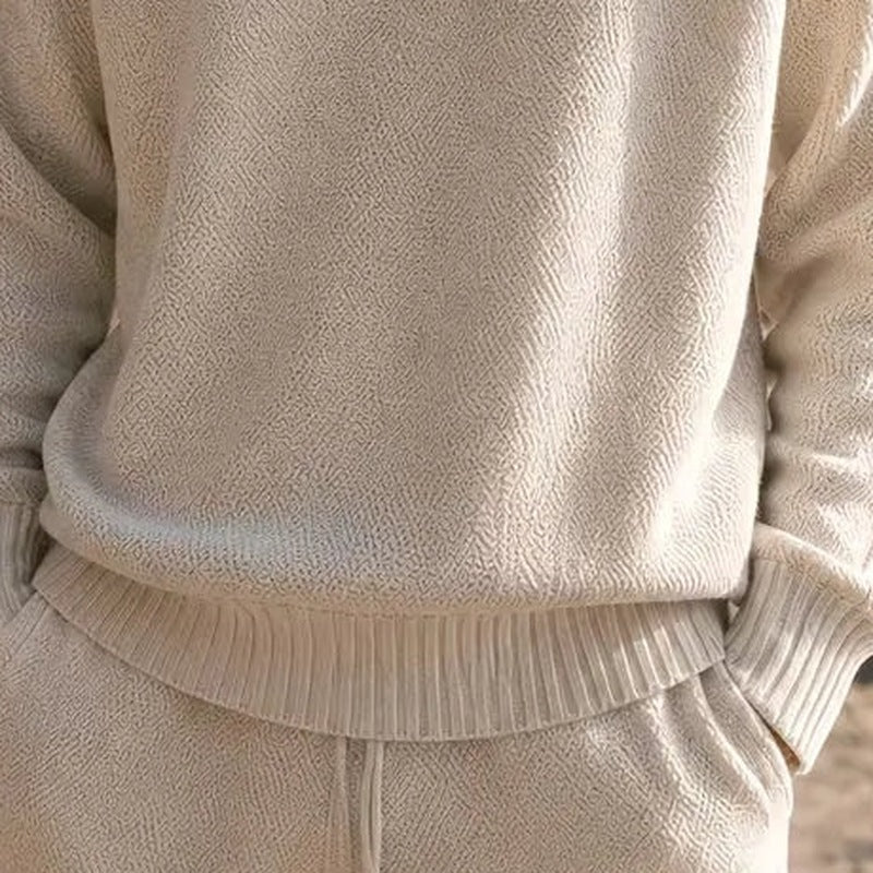 Oversized Strickset Herren | Rundhalspullover | Weite Hose | Creme-Chaps Herrenmode