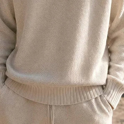 Oversized Strickset Herren | Rundhalspullover | Weite Hose | Creme-Chaps Herrenmode