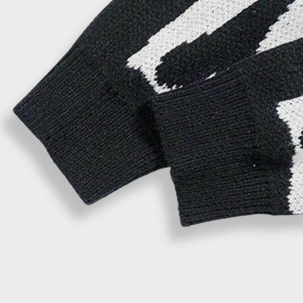 Skelett Strickpullover Herren | Jacquard | Brustkorb | Rundhals | Schwarz-Chaps Herrenmode