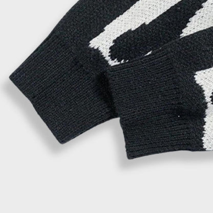 Skelett Strickpullover Herren | Jacquard | Brustkorb | Rundhals | Schwarz-Chaps Herrenmode