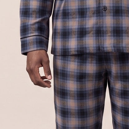 Karierter Flanell Schlafanzug Herren | Knopfleiste | 2 Farben