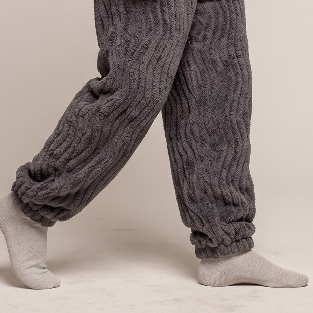 Fleece Pyjama Herren | Rundhals Oberteil | Bündchenhose | 2 Farben