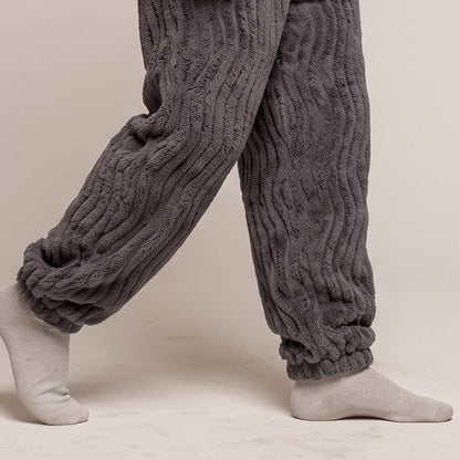 Fleece Pyjama Herren | Rundhals Oberteil | Bündchenhose | 2 Farben