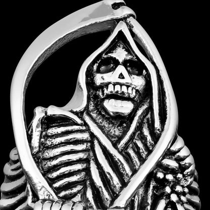 Sensenmann Ring Herren | Edelstahl | Sense | Knochenhände | Silber-Chaps Herrenmode