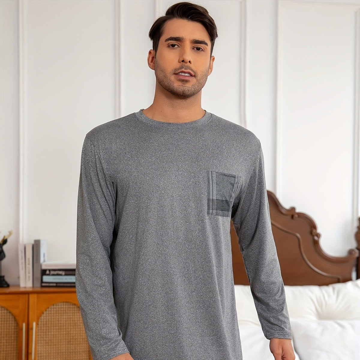 Relaxed Pyjama Herren | Karomuster | Grau