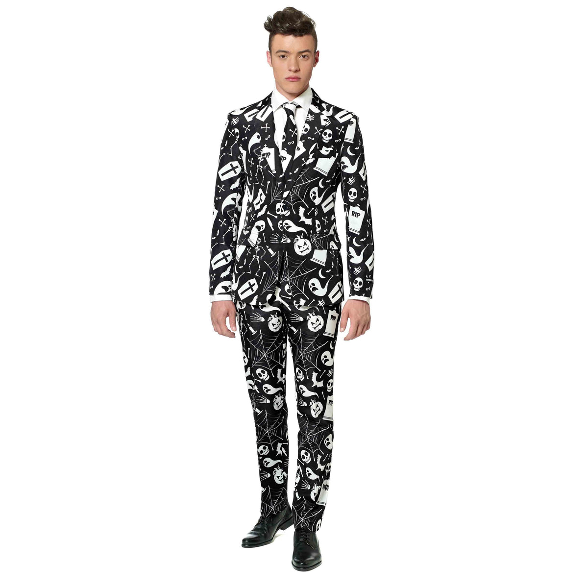 Halloween Anzug Herren | Geister, Särge, Skelette | Sakko, Hose, Krawatte