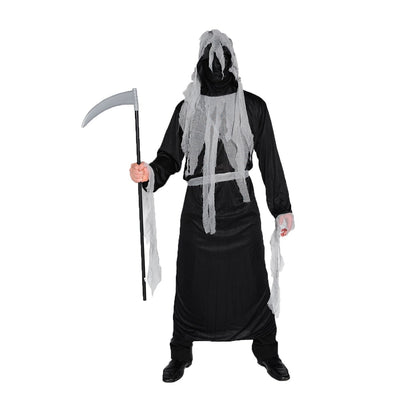 Zombie Geist Kostüm | Robe | Kapuzenmaske mit Fetzen | Schärpe