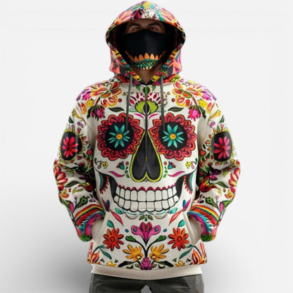 Tag der Toten Hoodie | Totenkopf Blumen Print | 4 Designs