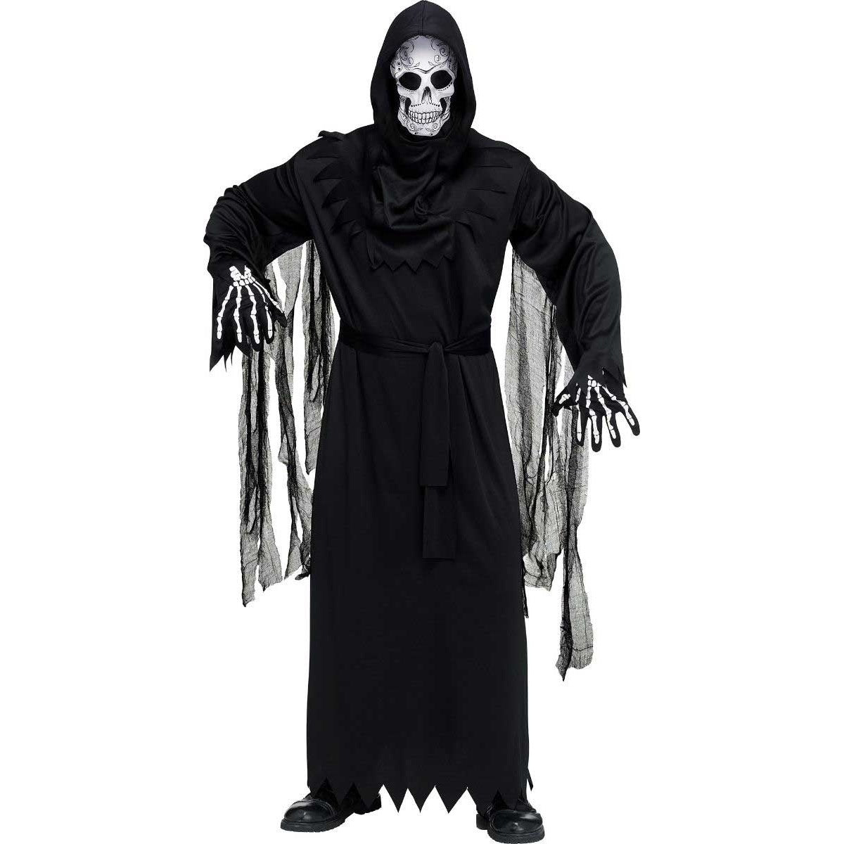 Sensenmann Kostüm Herren | Robe | Totenkopfmaske | Skelett Handschuhe