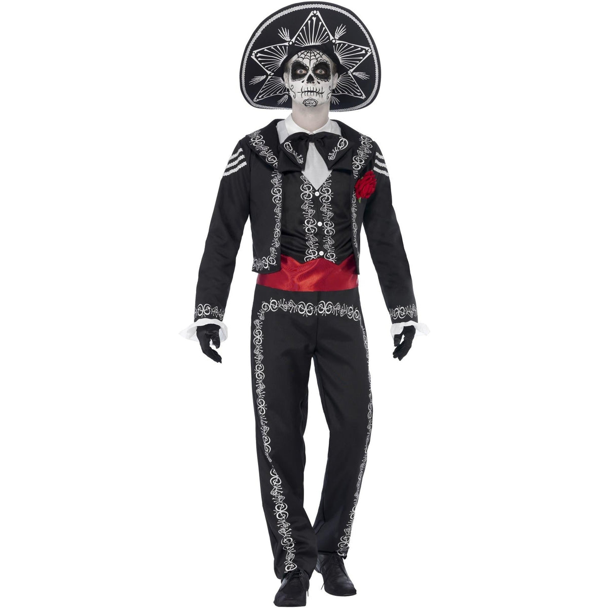 Dia de los Muertos Kostüm Herren | Sombrero | Jacke | Hose-Schwarz-S-Chaps Herrenmode