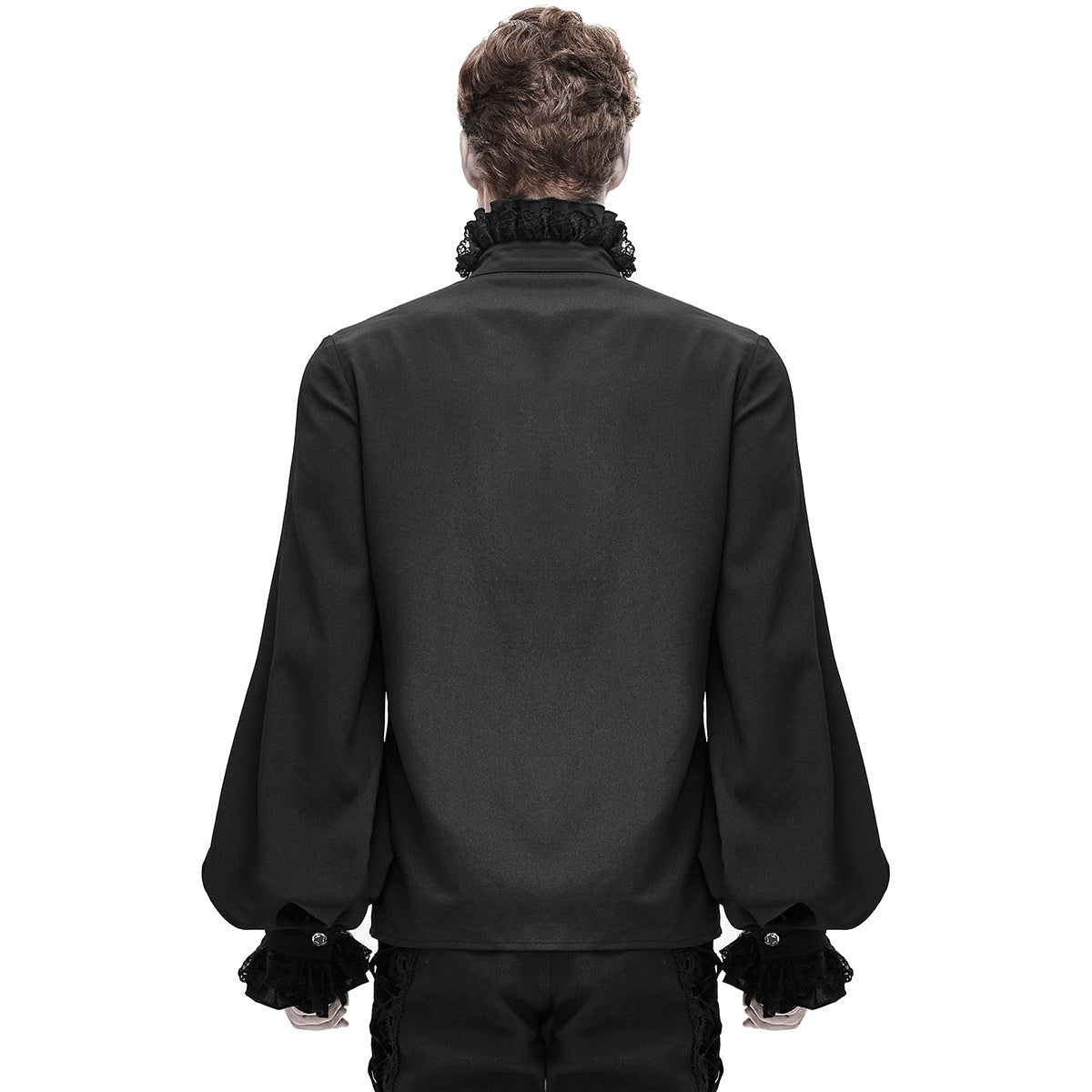 Gothic Rüschenhemd Herren | Plisseefront | Kordelornamente | Spitzenkragen | Schwarz-Chaps Herrenmode