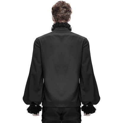 Gothic Rüschenhemd Herren | Plisseefront | Kordelornamente | Spitzenkragen | Schwarz-Chaps Herrenmode
