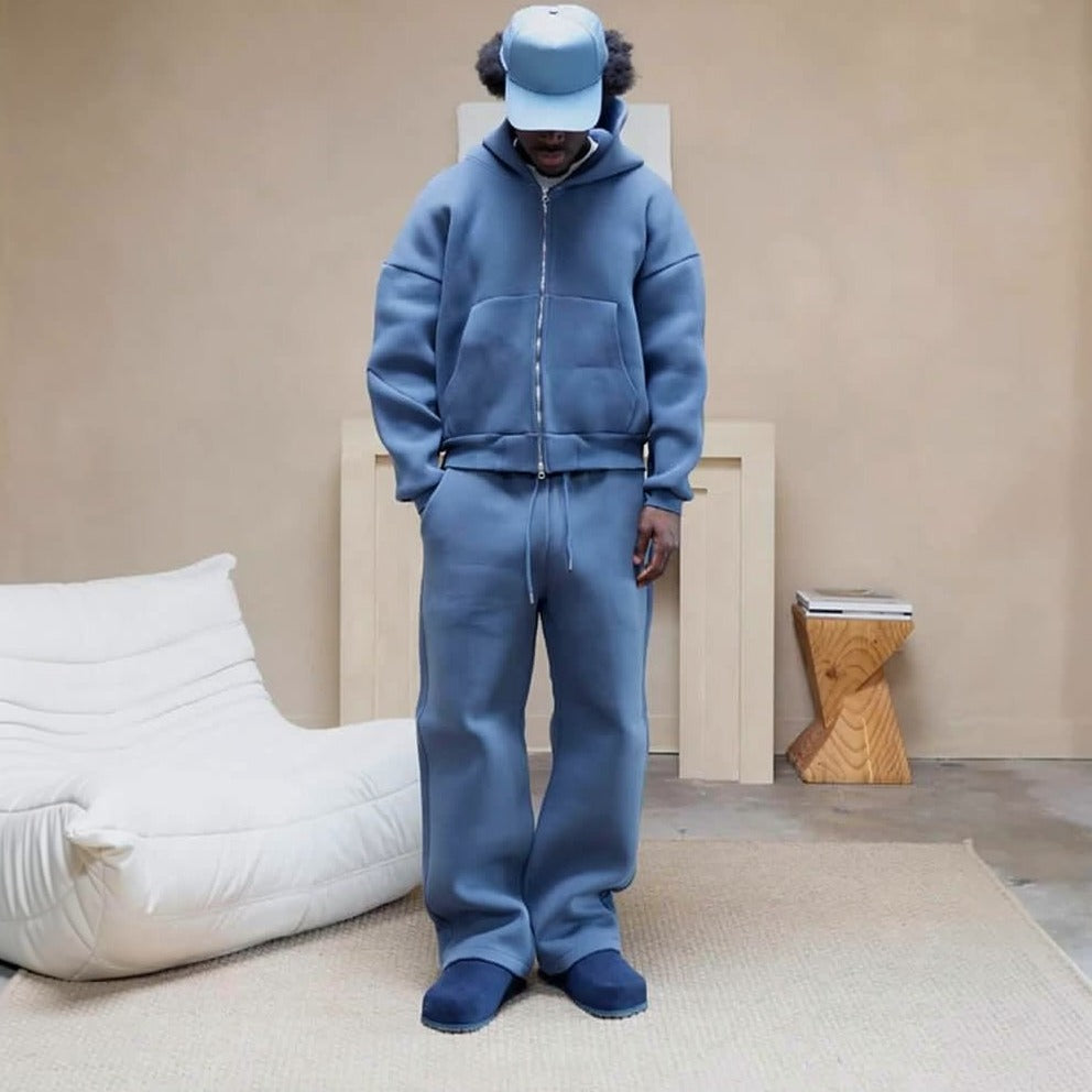 Oversized Trainingsanzug Herren | Zip Hoodie | Weite Jogginghose