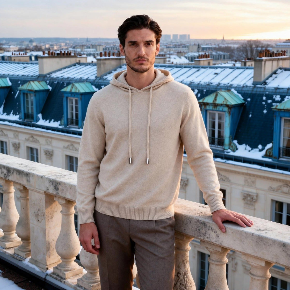 Feinstrick Hoodie Herren | Kordelzug | Langarm | Smart Casual