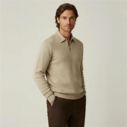 Polopullover mit Reißverschluss Herren | Strukturstrick | Langarm
