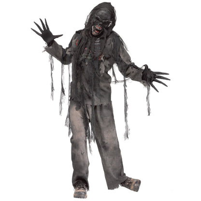 Zombie Kostüm Herren | Verkohlter Look | Shirt | Hose | Maske-Schwarz-Grau-One Size-Chaps Herrenmode