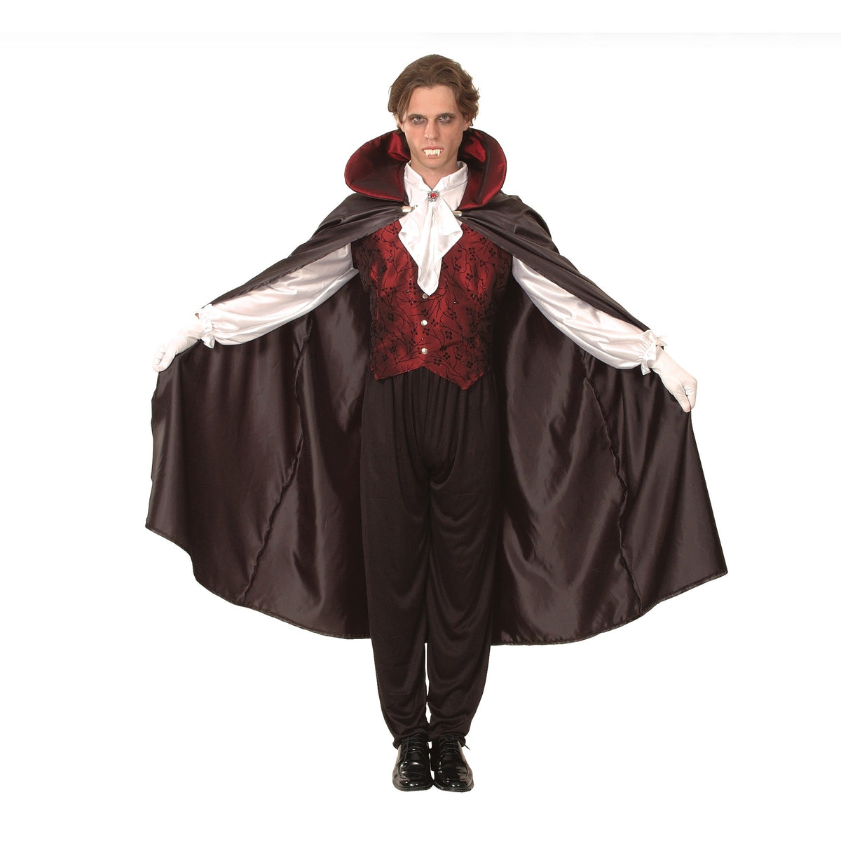 Klassisches Vampir Kostüm | Stehkragen Umhang | Jabot Hemd | Hose