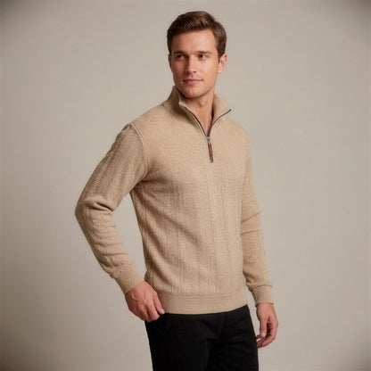 Zopfstrick Pullover Herren | Troyer | Stehkragen | Relaxed Fit
