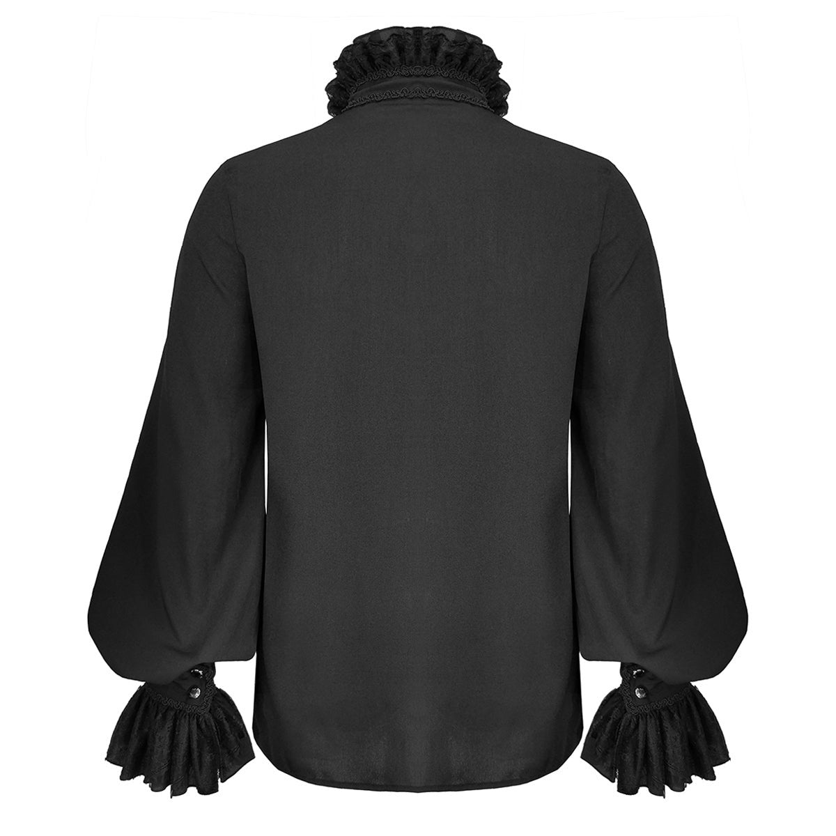Gothic Hemd Herren | Abnehmbares Spitzenjabot | Brosche | Stickerei | Schwarz-Chaps Herrenmode